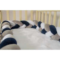 Бортик косичка в детскую кроватку - Night Blue Бортик косичка в детскую кроватку - Night Blue