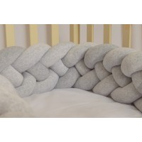 Бортик косичка в детскую кроватку - Silver XL