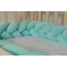 Бортик косичка в детскую кроватку - Aquamarine