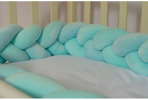 Бортик косичка в детскую кроватку - Aquamarine