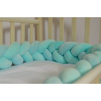 Бортик косичка в детскую кроватку - Aquamarine