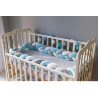 Бортик косичка в детскую кроватку - Aqua