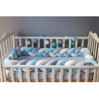 Бортик косичка в детскую кроватку - Aqua