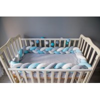 Бортик косичка в детскую кроватку - Aqua