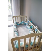 Бортик косичка в детскую кроватку - Aqua