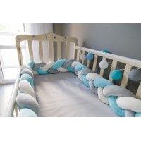 Бортик косичка в детскую кроватку - Aqua