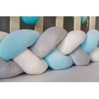 Бортик косичка в детскую кроватку - Aqua